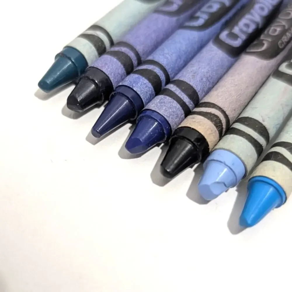 Lot of Crayola Crayons Discontinued Binney Smith Blue Shades New and Used Vtg